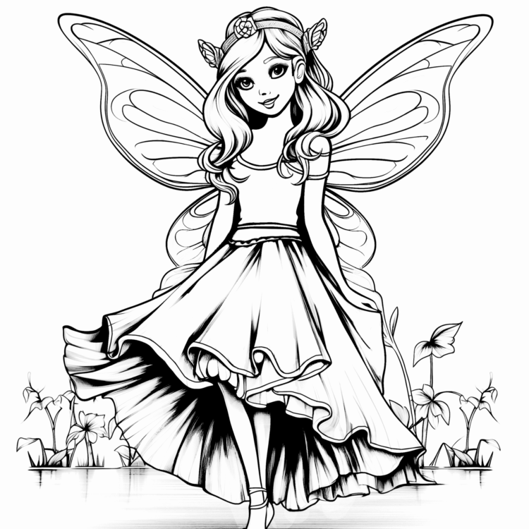 Dibujo para colorear hermosa hada