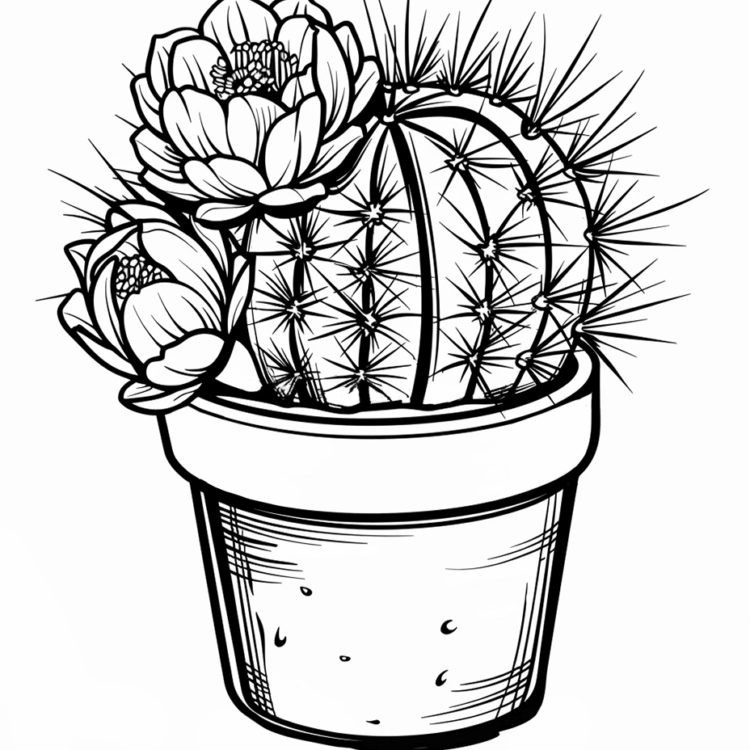 Dibujo para colorear hermoso cactus