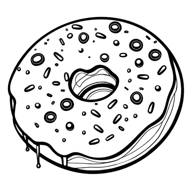 Ausmalbild Schoko-Chip-Donut