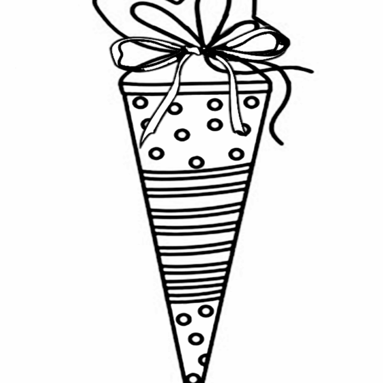 Dibujo para colorear cono escolar con círculos