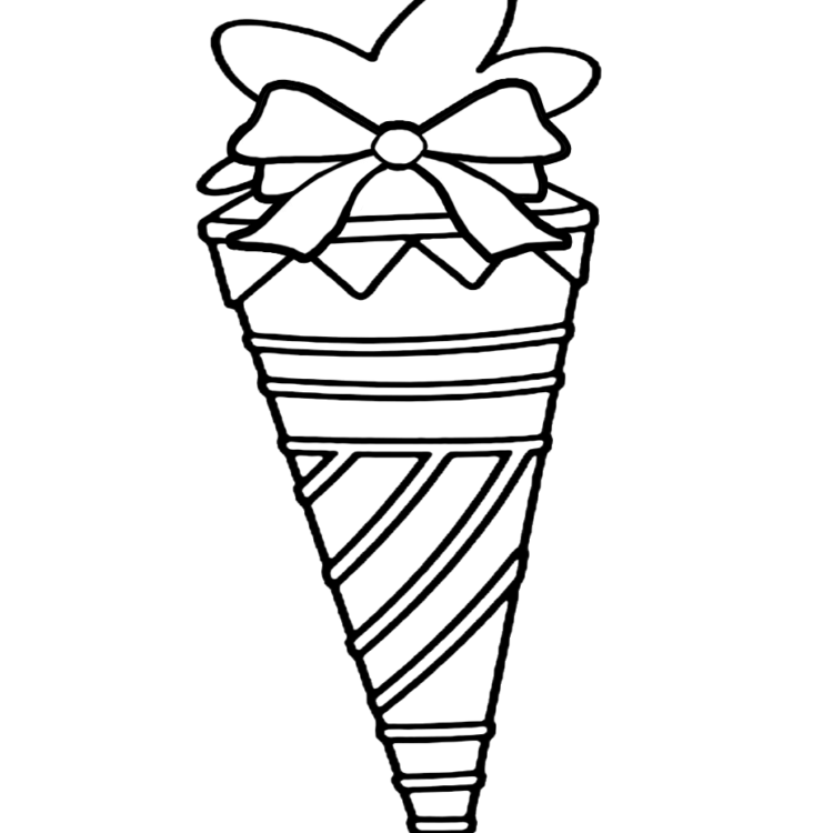 Dibujo para colorear cono escolar con golosinas