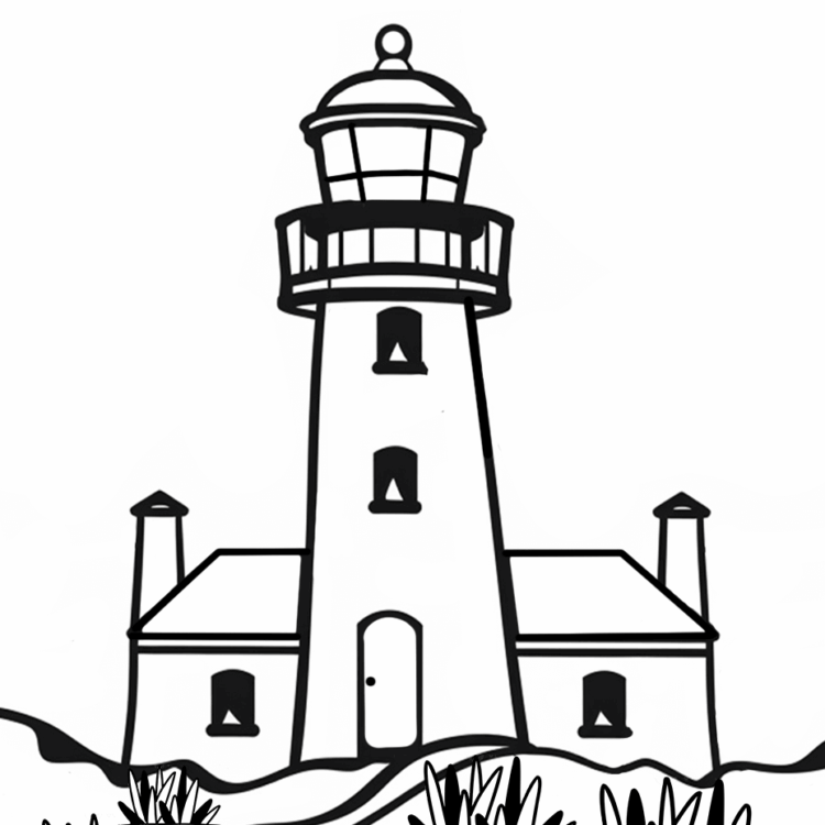 Ausmalbild Sonniger Leuchtturm