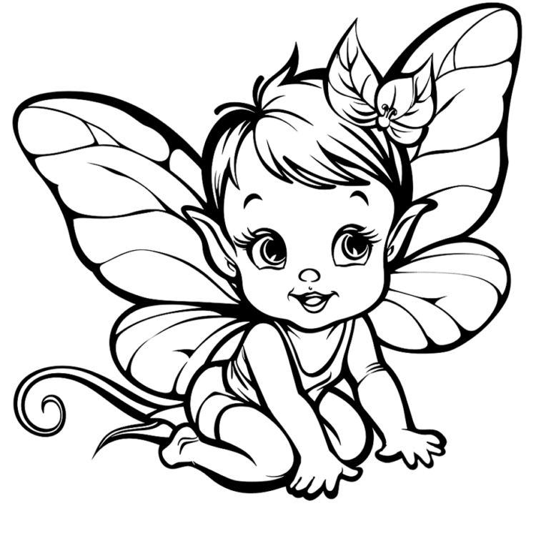 Dibujo para colorear delicada hada