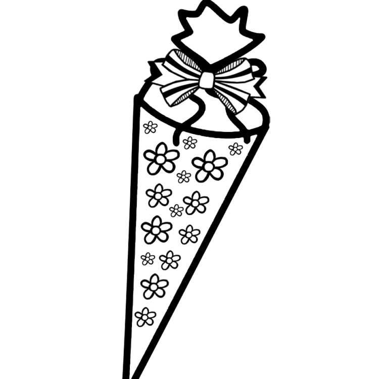 Coloring picture flowery school cone