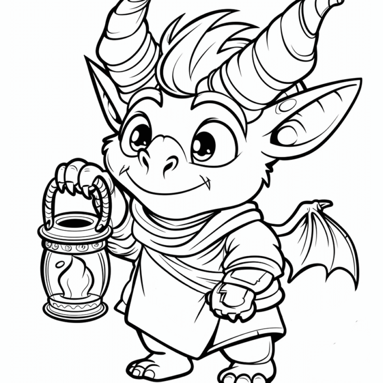 Coloring picture of a happy elf