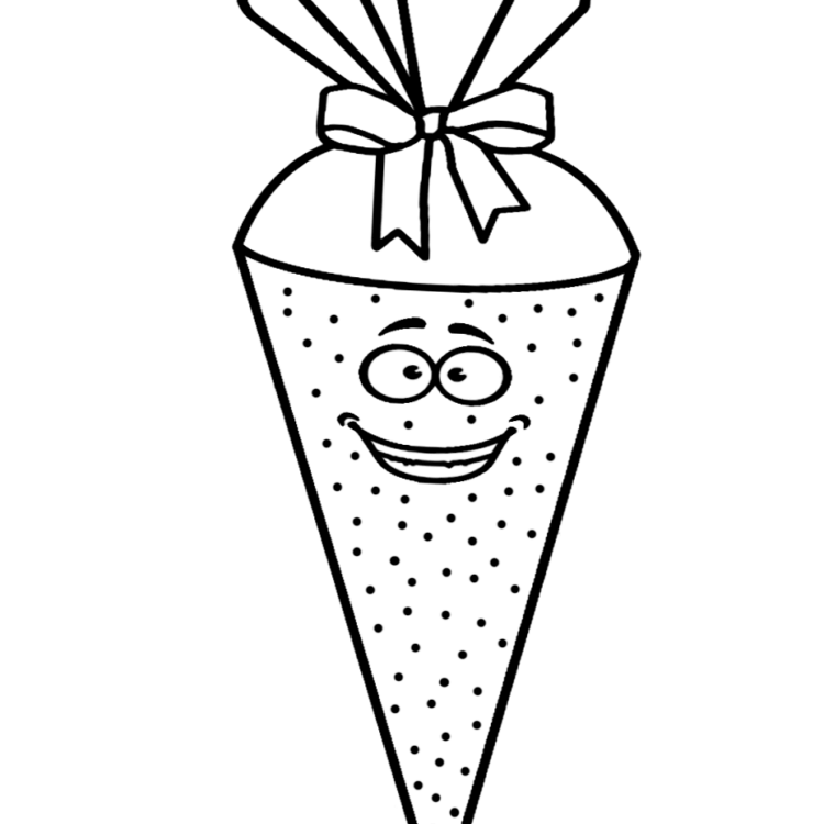 Dibujo para colorear cono escolar feliz