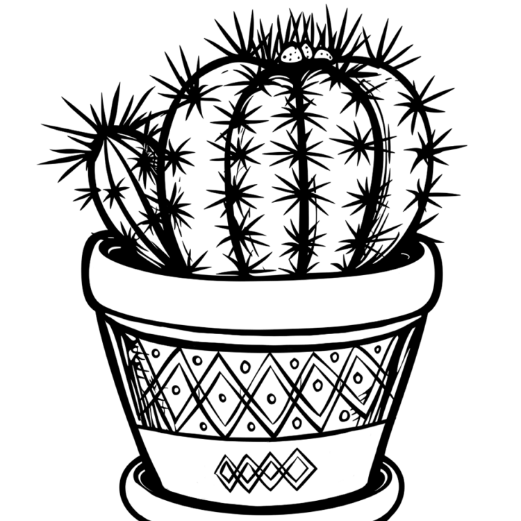 Dibujo para colorear cactus fuerte