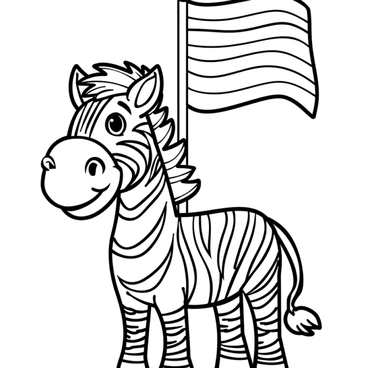Ausmalbild lächelndes Zebra