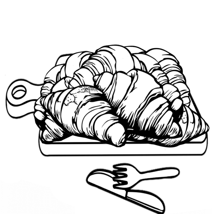 Ausmalbild leckeres Croissant