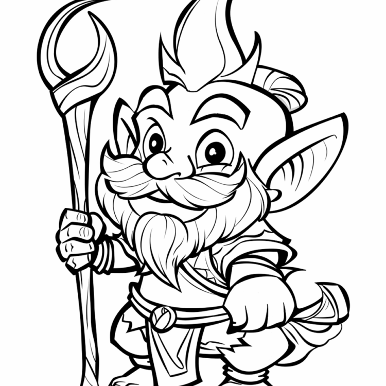 Coloring picture magical gnome
