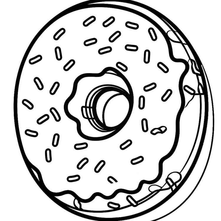 Ausmalbild mit bestreutem Donut