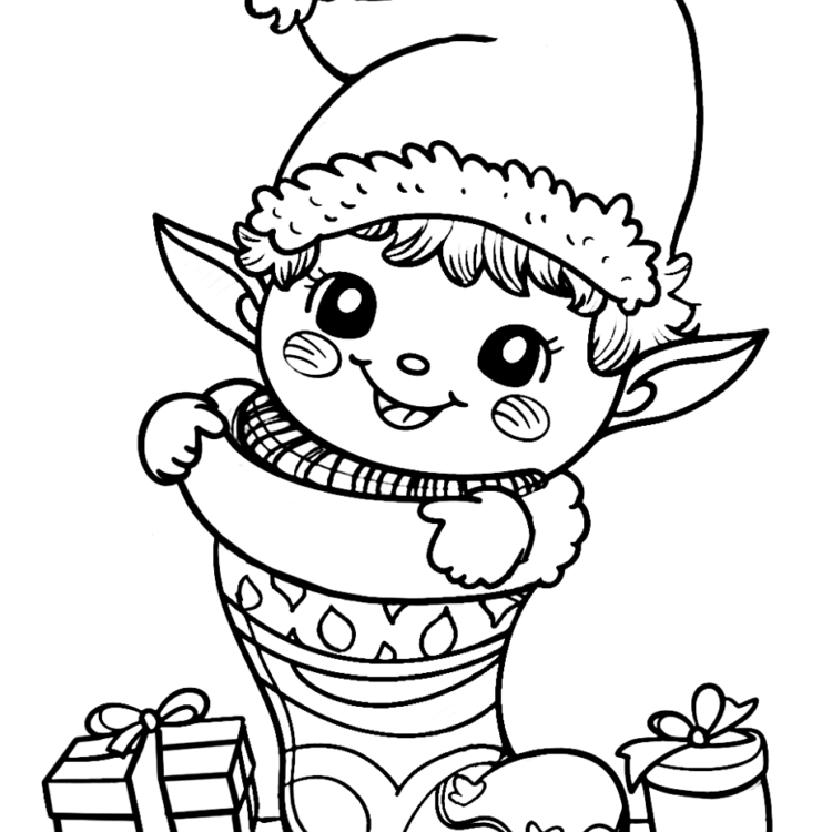 Dibujo para colorear lindo gnomo
