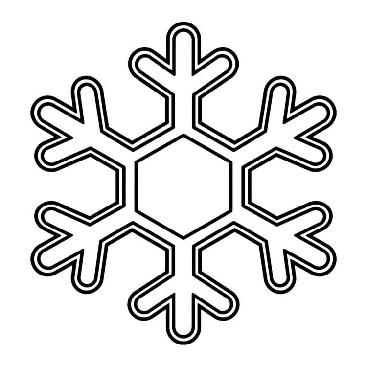 Ausmalbild Einfache Schneeflocke mit sechs Armen