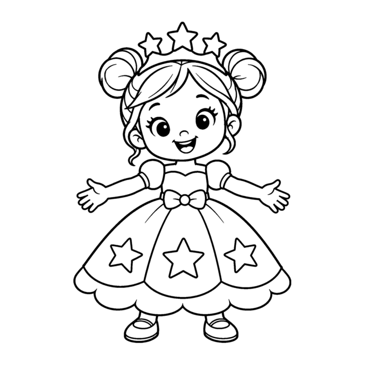 Ausmalbild Prinzessin mit Sternenkrone