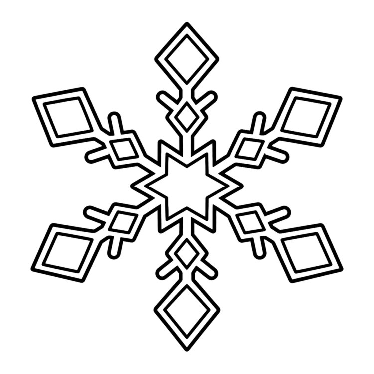 Ausmalbild Schneeflocke mit Rautenspitzen