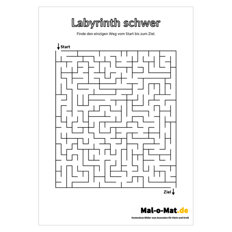 Schweres Labyrinth mit engen Gängen und vielen Sackgassen