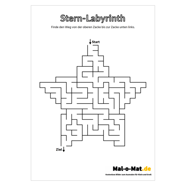 Labyrinth in Sternform mit fünf Zacken